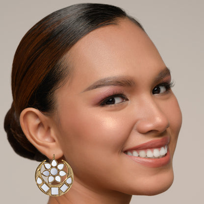 Bdiva 18K Gold Plated Cresent Moon Kundan Earrings