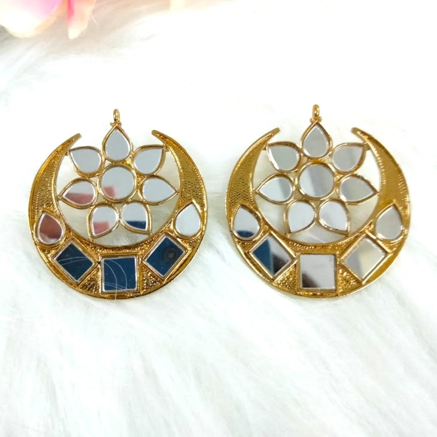 Bdiva 18K Gold Plated Cresent Moon Kundan Earrings