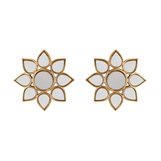 18K Gold Plated Exquisite Floral Mirror Earrings