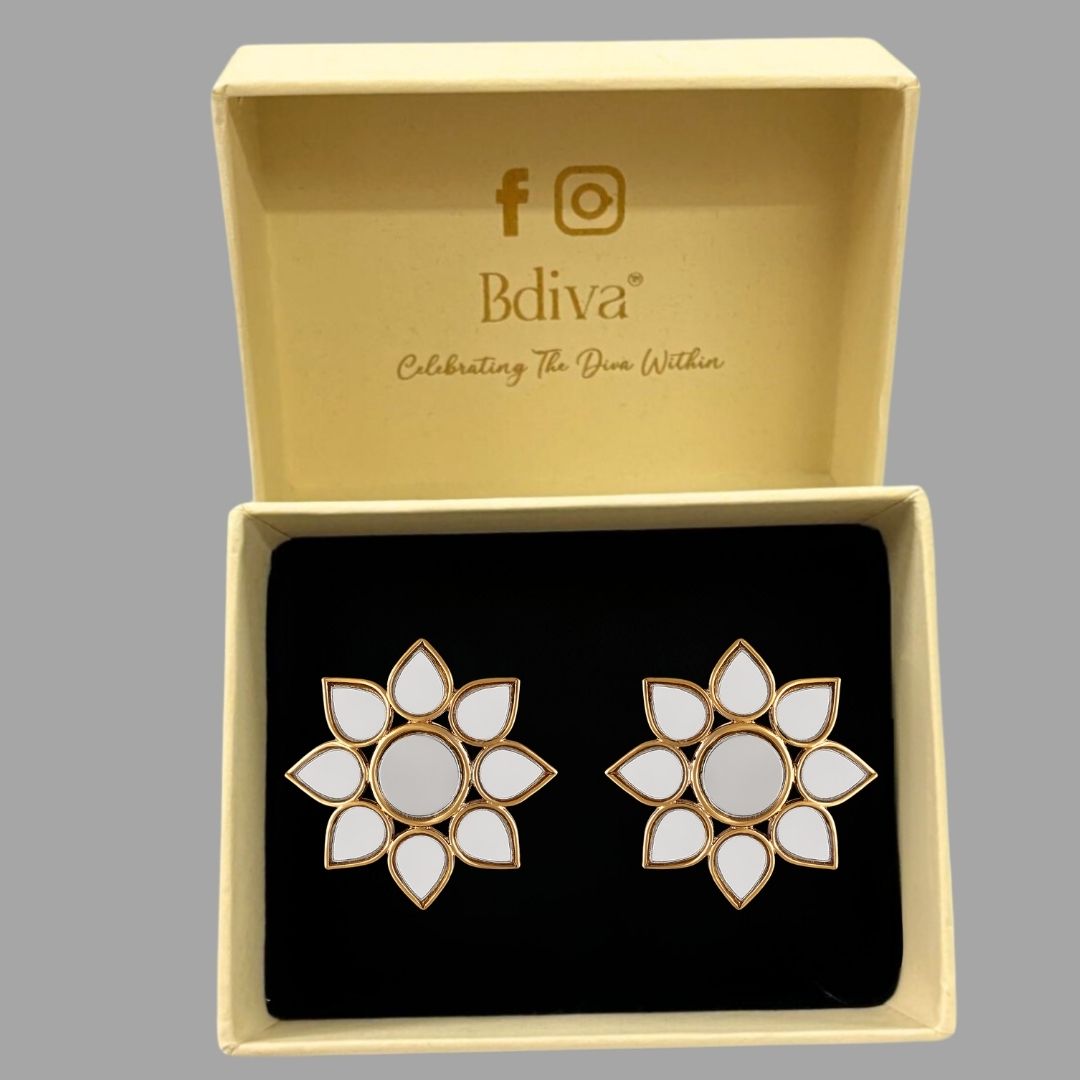 18K Gold Plated Exquisite Floral Mirror Earrings
