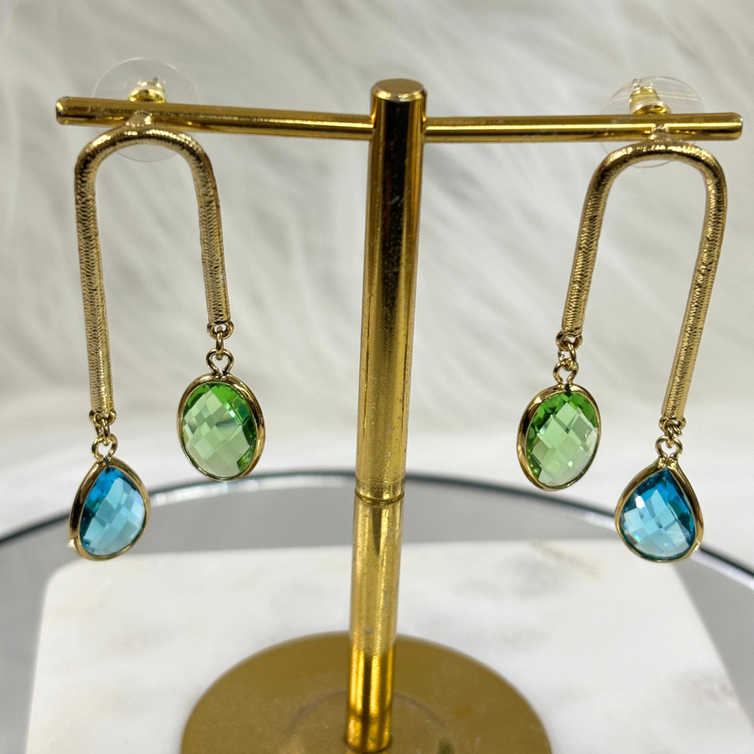 18K Gold Plated Dual-Tone Drop Earrings