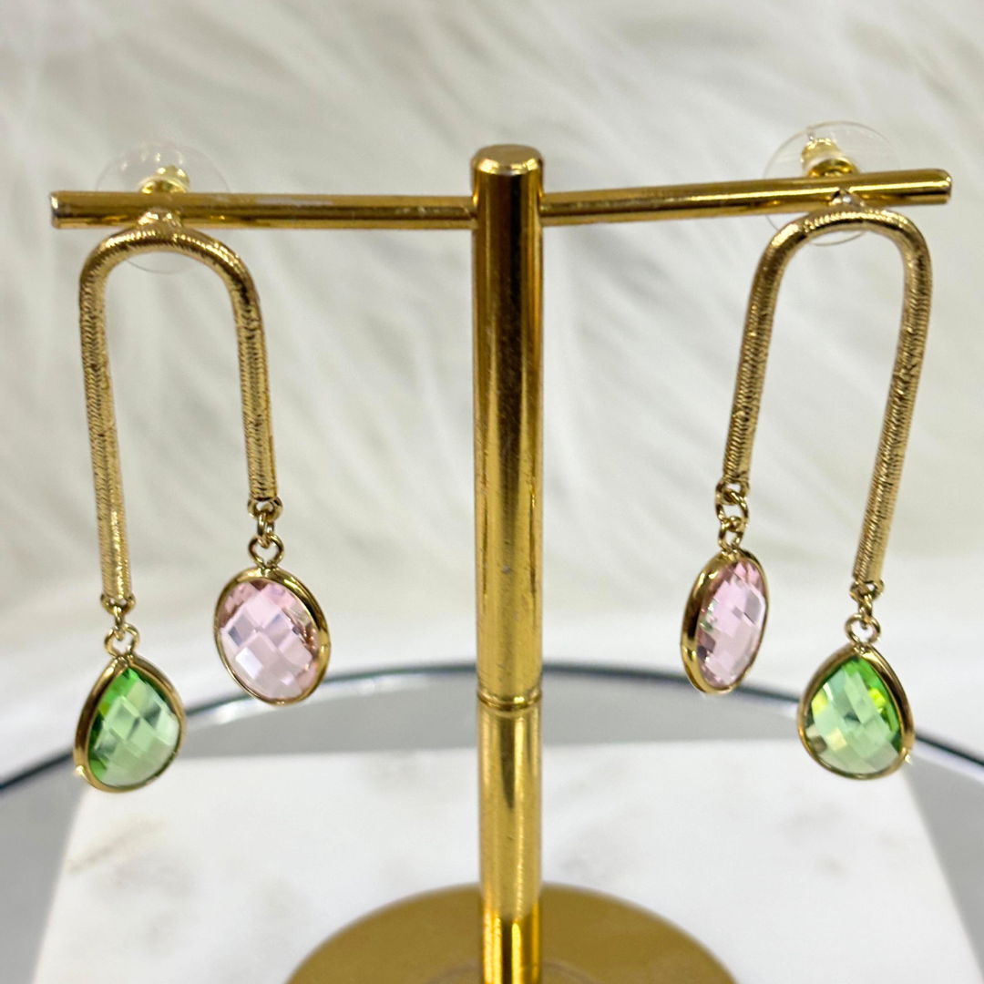 18K Gold Plated Dual-Tone Drop Earrings