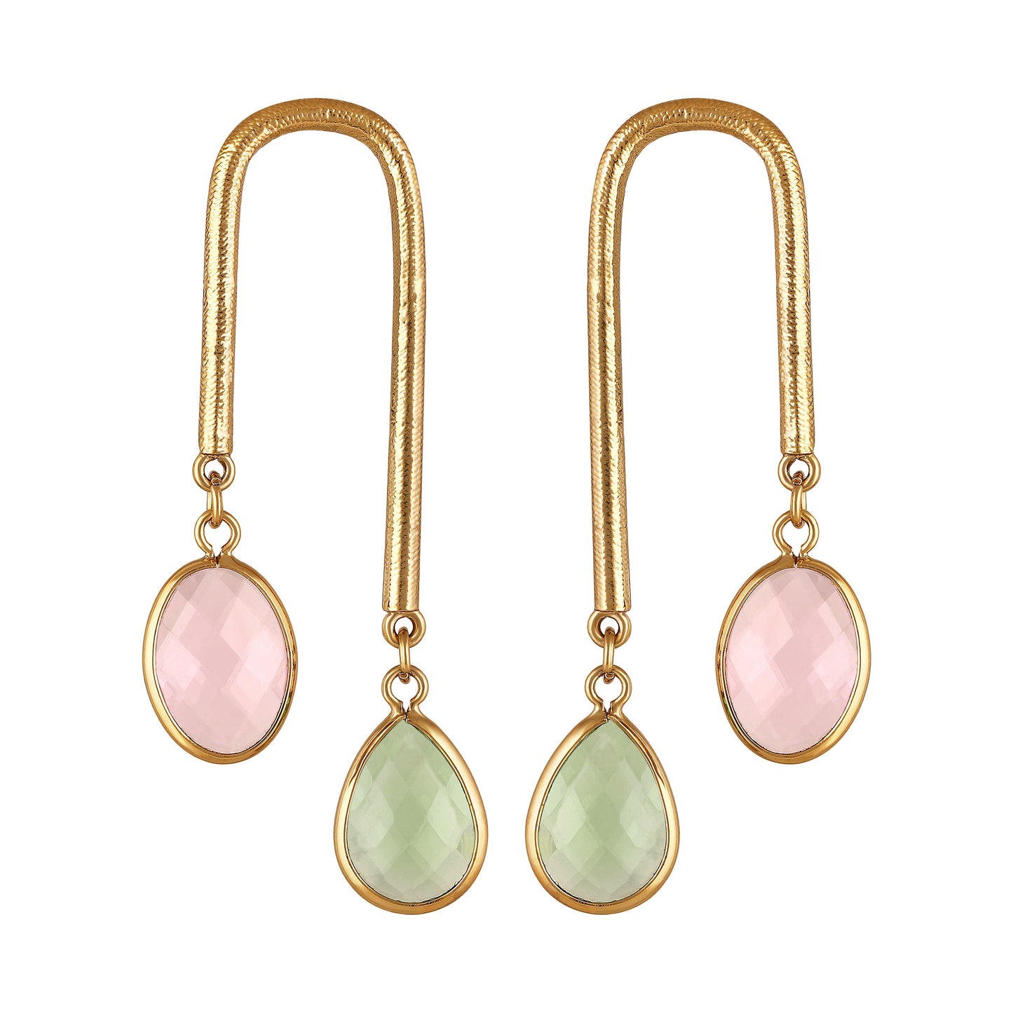 18K Gold Plated Dual-Tone Drop Earrings