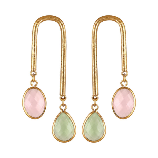 18K Gold Plated Dual-Tone Drop Earrings