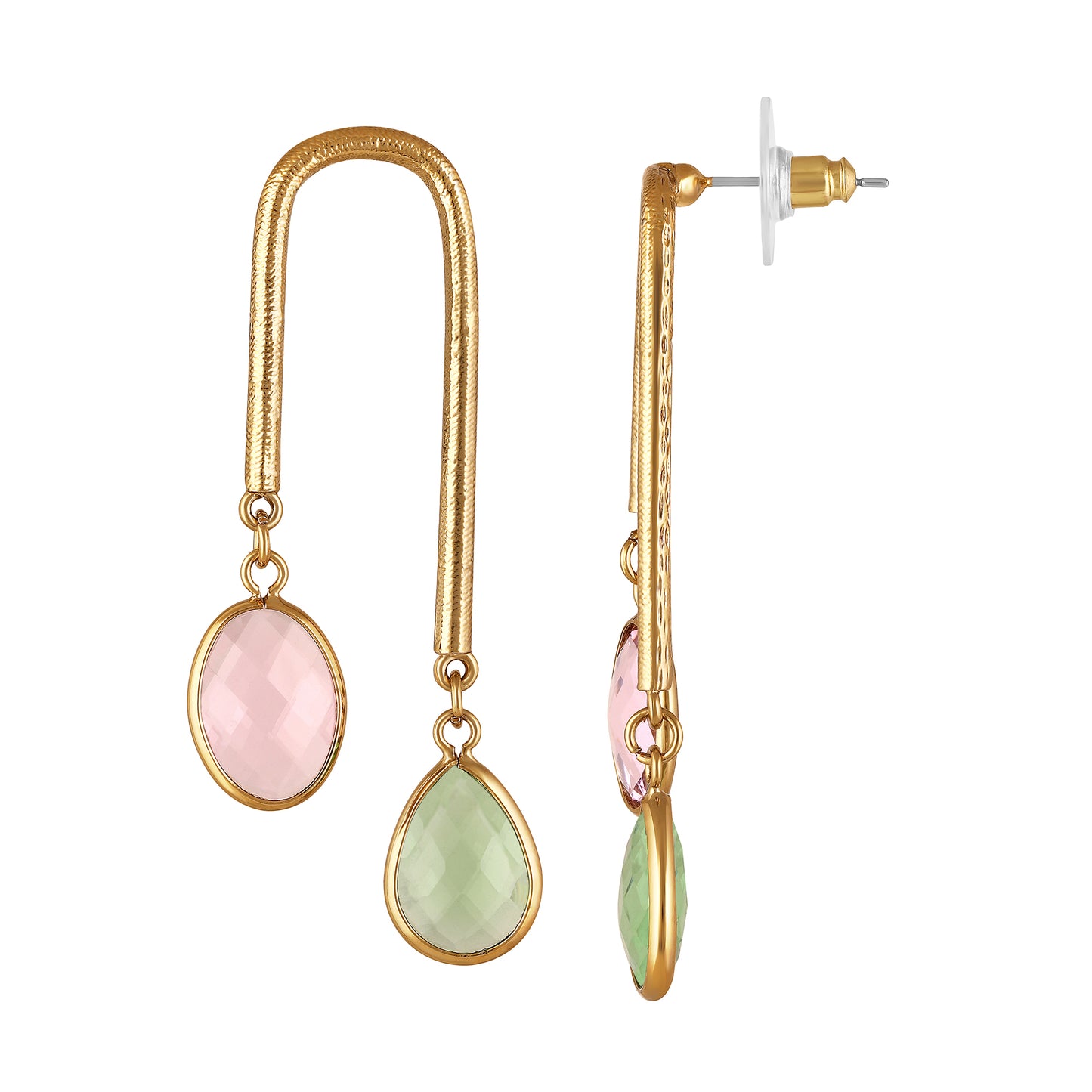 18K Gold Plated Dual-Tone Drop Earrings