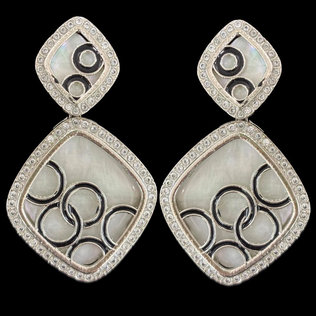 Contemporary High-Quality Rhodium-Plated Dangle Earrings with Tiny Cubic Zirconia Accents