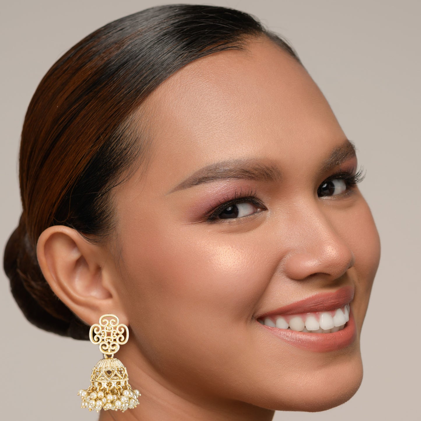 Bdiva 18K Gold Plated Meenakari Jhumka Earrings with Semi Cultured Pearls
