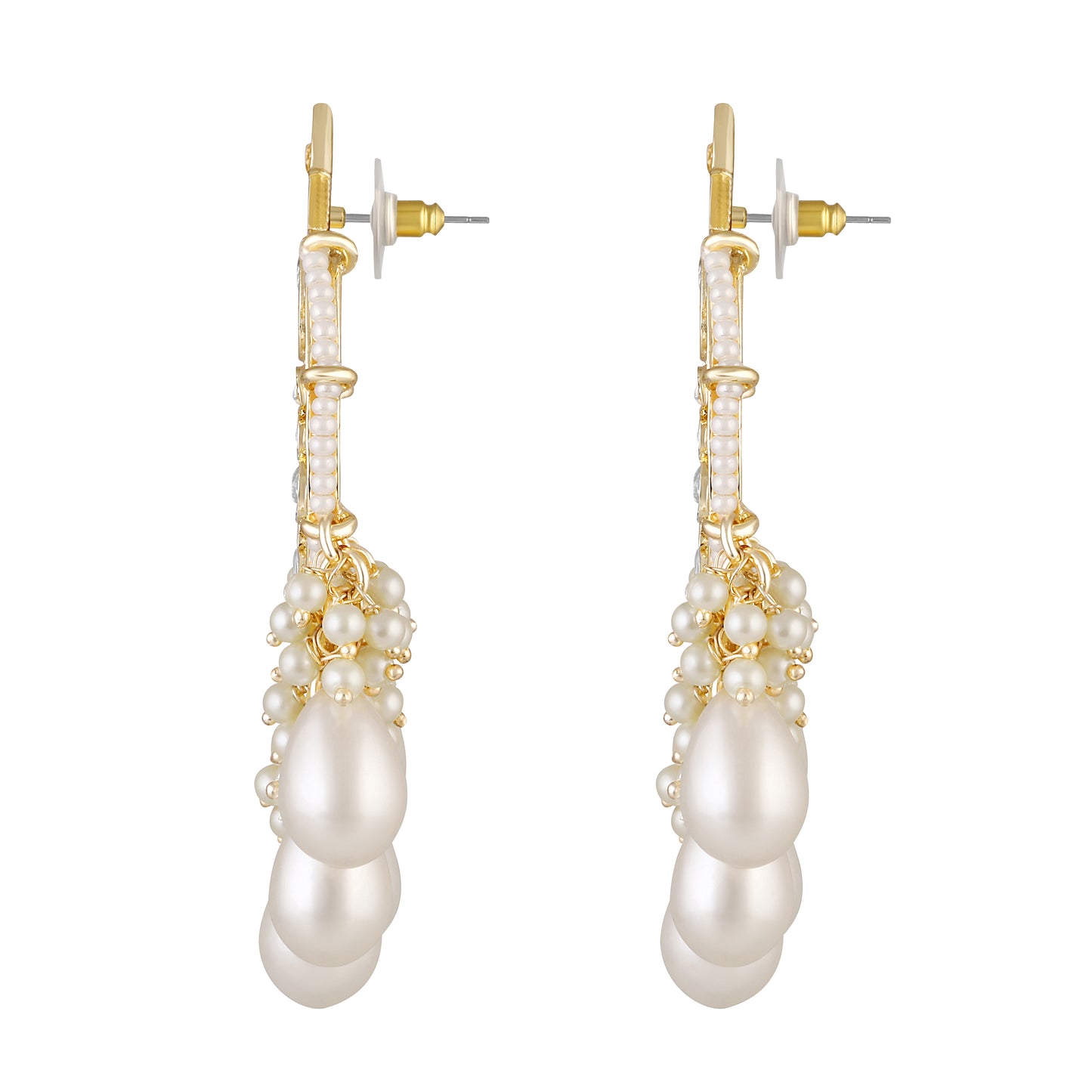 Bdiva 18K Gold Plated Kundan Earrings with Semi Cultured Pearls.