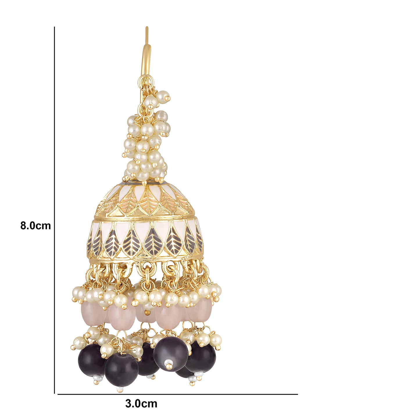 Bdiva 18K Gold Plated Meenakari Enamelled Jhumka Earrings with Semi Cultured Pearls.