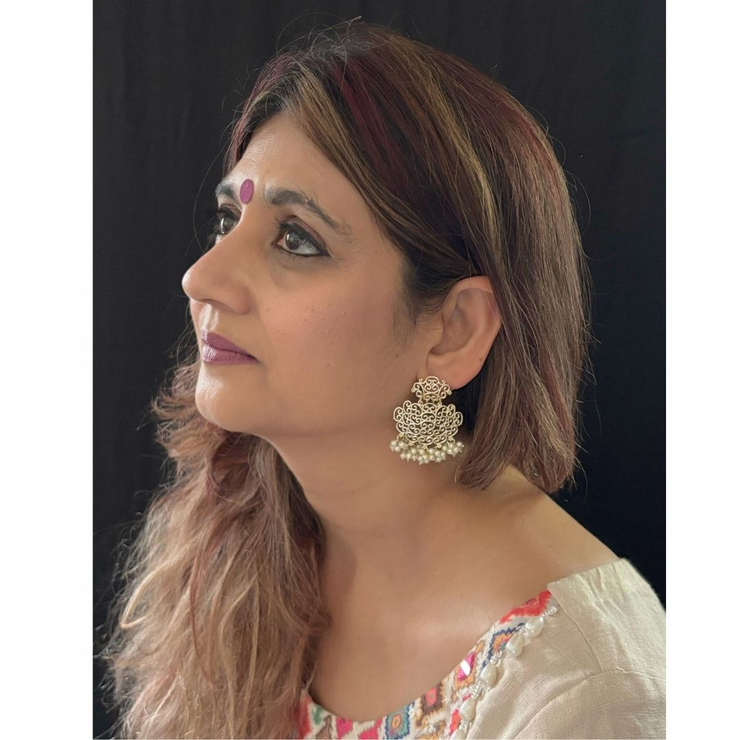 BDiva 18k Gold Plated Filigree Pearl Drop Earrings