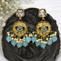 Gold Plated Kundan Pearl Drop Earrings