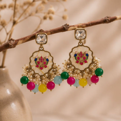 Gold Plated Kundan Pearl Earrings