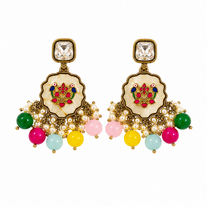 Gold Plated Kundan Pearl Earrings