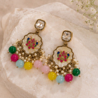 Gold Plated Kundan Pearl Earrings