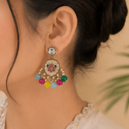Gold Plated Kundan Pearl Earrings
