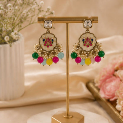 Gold Plated Kundan Pearl Earrings
