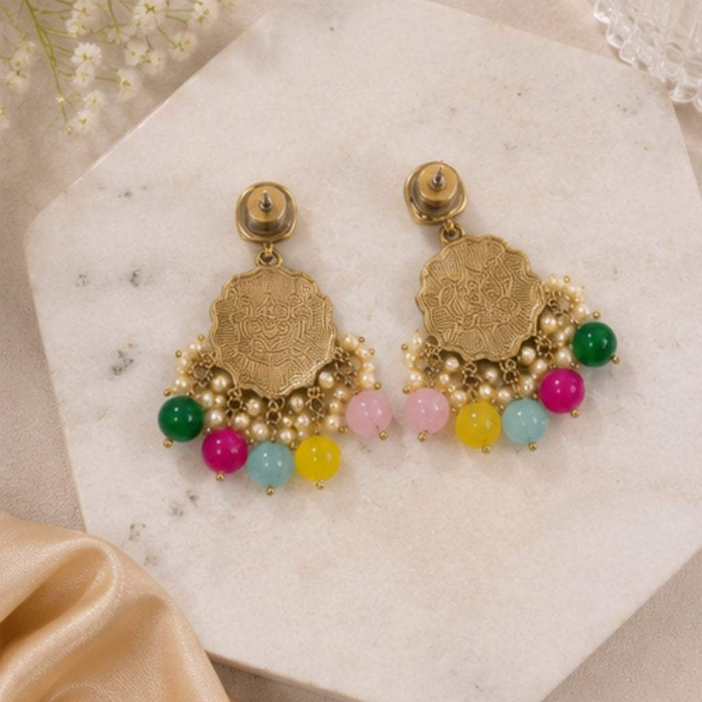 Gold Plated Kundan Pearl Earrings