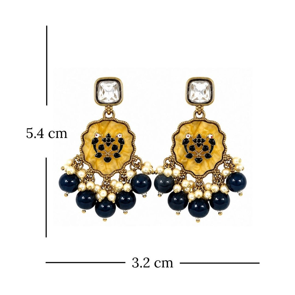 Gold Plated Kundan Pearl Drop Earrings