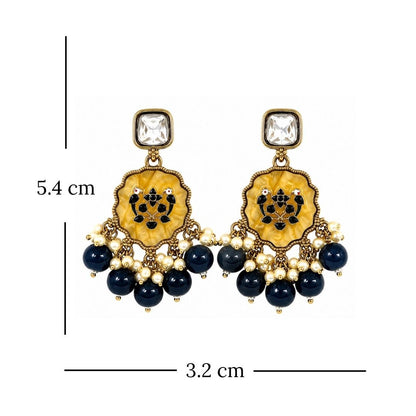 Gold Plated Kundan Pearl Drop Earrings