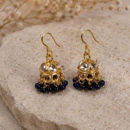 Gold Plated Kundan Pearl Jhumki Earrings