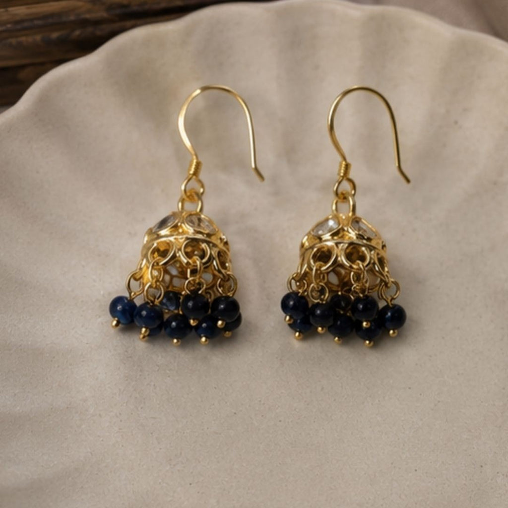 Gold Plated Kundan Pearl Jhumki Earrings