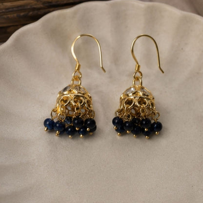 Gold Plated Kundan Pearl Jhumki Earrings