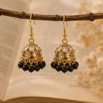 Gold Plated Kundan Pearl Jhumki Earrings