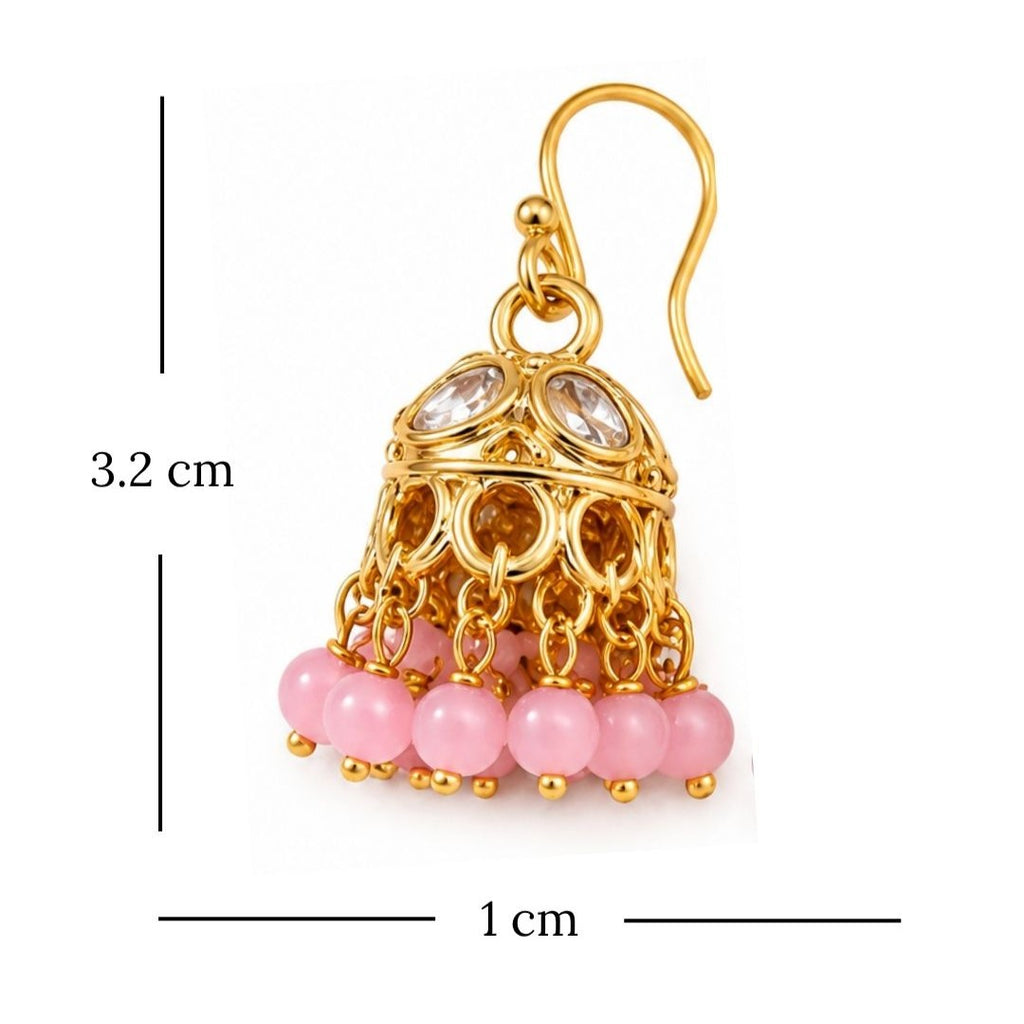 Gold Plated Kundan Pearl Jhumki Earrings