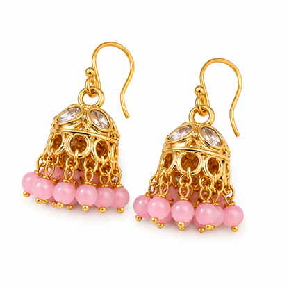 Gold Plated Kundan Pearl Jhumki Earrings