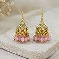 Gold Plated Kundan Pearl Jhumki Earrings