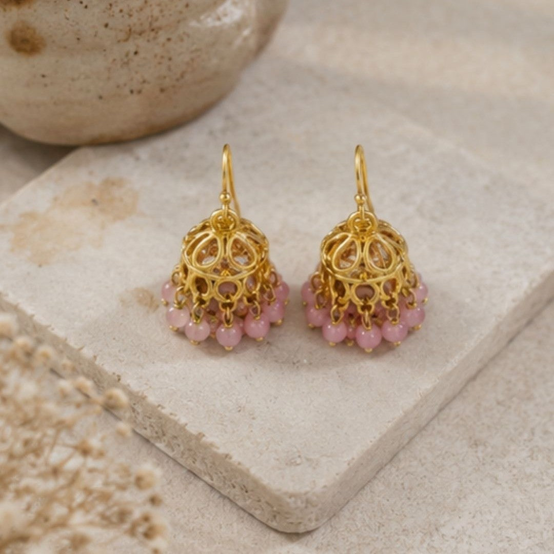 Gold Plated Kundan Pearl Jhumki Earrings