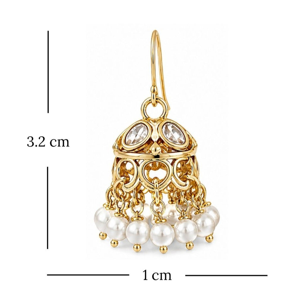 Gold Plated Kundan Pearl Jhumki Earrings