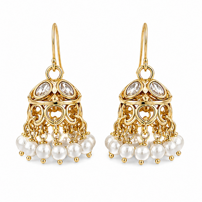 Gold Plated Pearl Jhumki Earrings