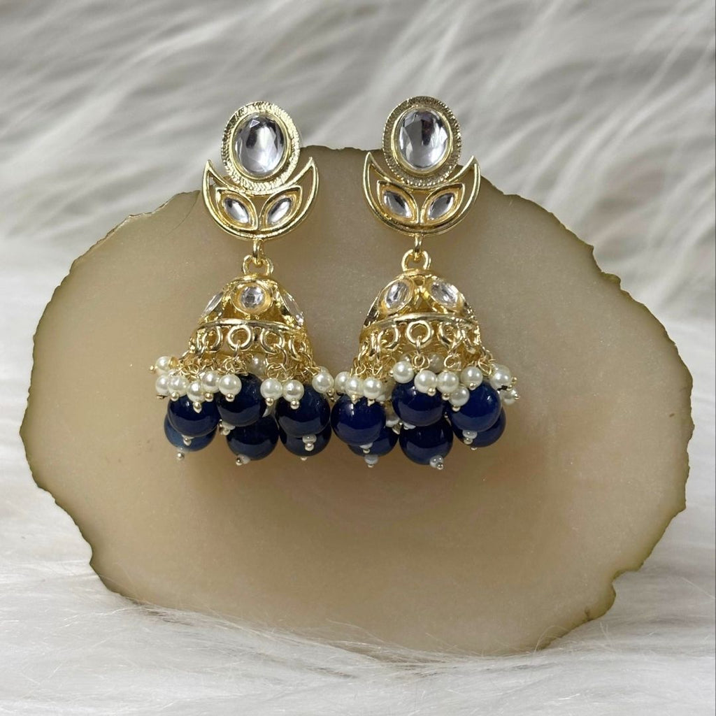 Gold Plated Kundan Jhumki Earrings