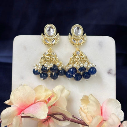 Gold Plated Kundan Jhumki Earrings