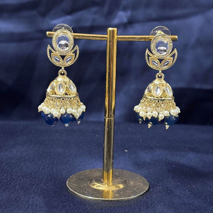 Gold Plated Kundan Jhumki Earrings