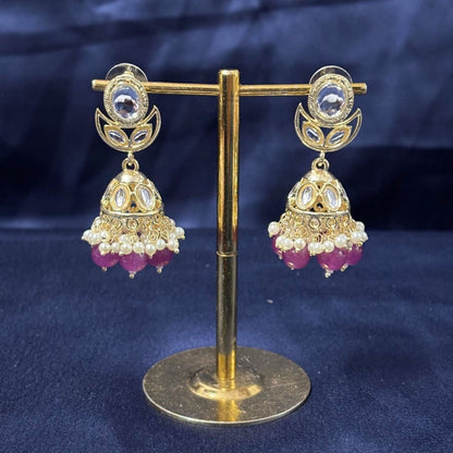 Gold Plated Kundan Jhumki Earrings