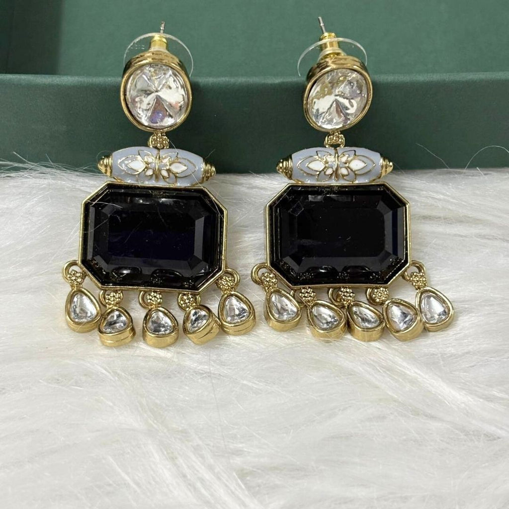 Gold Plated Meenakari Drop Earrings