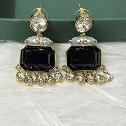 Gold Plated Meenakari Drop Earrings