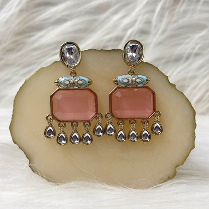 Gold Plated Meenakari Drop Earrings