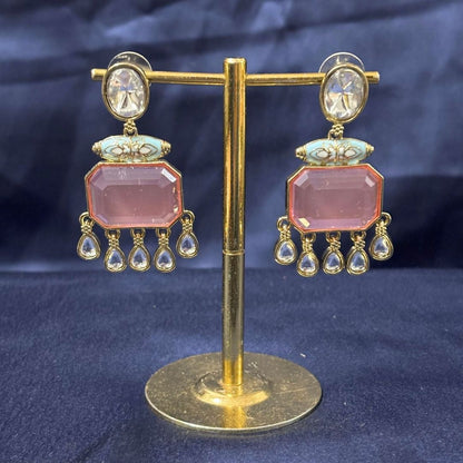 Gold Plated Meenakari Drop Earrings