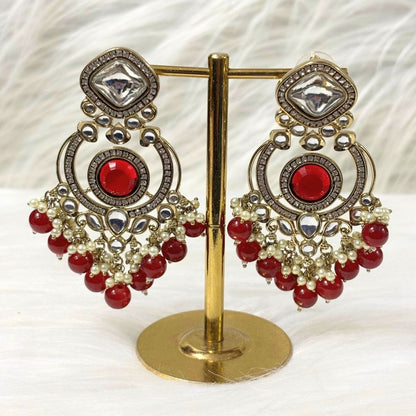 Gold Plated Red Chandbali