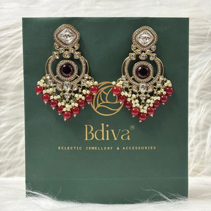 Gold Plated Red Chandbali