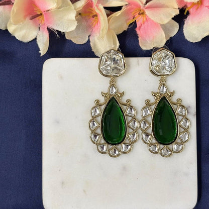 Gold Plated Green Topaz Earrings