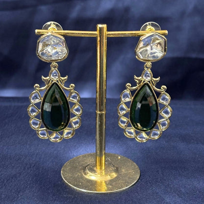 Gold Plated Green Topaz Earrings