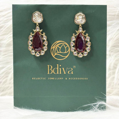Gold Plated Red Ruby Earrings