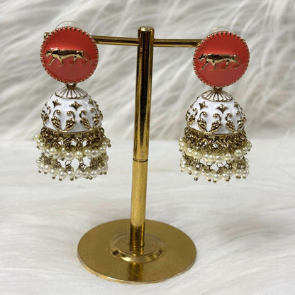 Gold Plated Enamel Jhumki Earrings