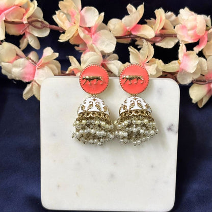 Gold Plated Enamel Jhumki Earrings
