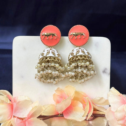 Gold Plated Enamel Jhumki Earrings