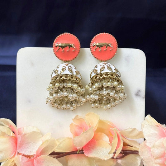 High Quality Gold Plated Heritage Enamel Jhumk Earrings